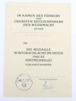 WW2 German Award Document Grouping to Oberleutnant G&uuml;nther Nitschke, 17. Panzer-Division - 6