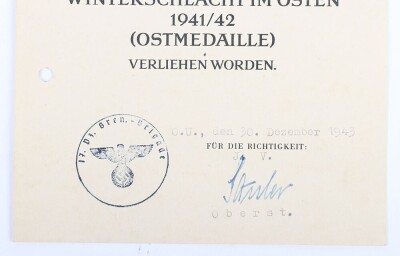 WW2 German Award Document Grouping to Oberleutnant G&uuml;nther Nitschke, 17. Panzer-Division - 9