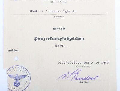 WW2 German Award Document Grouping to Oberleutnant G&uuml;nther Nitschke, 17. Panzer-Division - 16