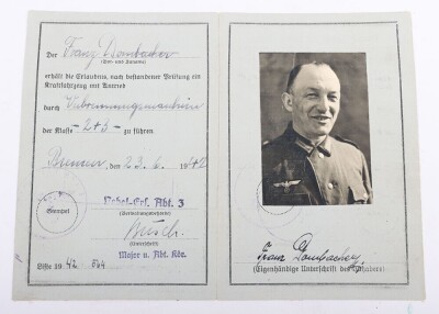 WW2 German Award Document Grouping to Unteroffizier F. Dombacher, 15. Panzergrenadier-Division - 15