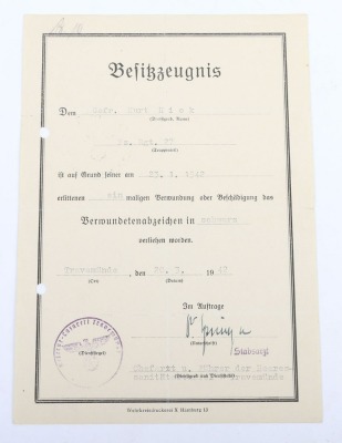 WW2 German Award Document Group to Obergefreiter K. Hick, Panzer-Regiment 27, 19. Panzer-Division. - 3