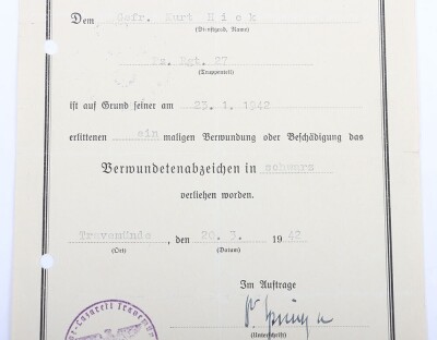 WW2 German Award Document Group to Obergefreiter K. Hick, Panzer-Regiment 27, 19. Panzer-Division. - 5