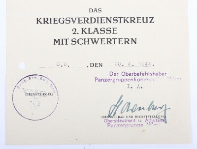 WW2 German Award Document Group to Obergefreiter K. Hick, Panzer-Regiment 27, 19. Panzer-Division. - 10