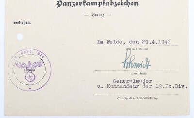 WW2 German Award Document Group to Obergefreiter K. Hick, Panzer-Regiment 27, 19. Panzer-Division. - 14