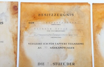 Important WW2 German Group of six Award Documents to Members of 116. Panzer-Division &ldquo;Windhund - 5