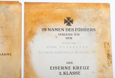 Important WW2 German Group of six Award Documents to Members of 116. Panzer-Division &ldquo;Windhund - 7
