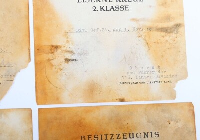 Important WW2 German Group of six Award Documents to Members of 116. Panzer-Division &ldquo;Windhund - 9