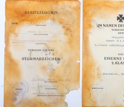 Important WW2 German Group of six Award Documents to Members of 116. Panzer-Division &ldquo;Windhund - 10