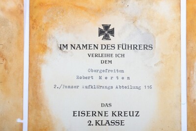 Important WW2 German Group of six Award Documents to Members of 116. Panzer-Division &ldquo;Windhund - 14