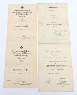 WW2 German Award Document Grouping to Gefr. Kurt Samusch, 3./Pionier-Bataillon 241, 161. Infanterie-Division - 4
