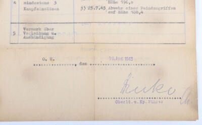 Wehrpass and Panzer Assault Badge recommendation document to Panther tank radio operator Karl Daubert, 116. Panzer-Division &ldquo;Windhund&rdquo; - 5