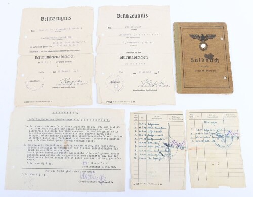 Soldbuch and Award Document Grouping to Oberleutnant Liesenfeld, Member of Geb. Jg. Btl. 201