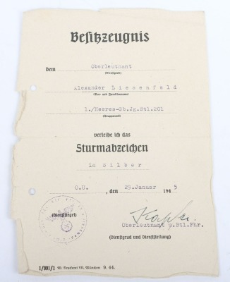 Soldbuch and Award Document Grouping to Oberleutnant Liesenfeld, Member of Geb. Jg. Btl. 201 - 10