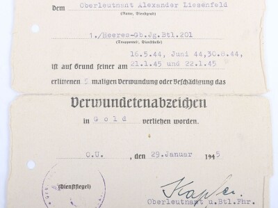 Soldbuch and Award Document Grouping to Oberleutnant Liesenfeld, Member of Geb. Jg. Btl. 201 - 15