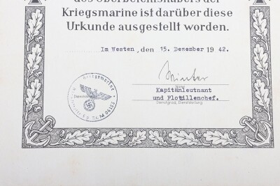WW2 German Kriegsmarine U-Boat KIA Document Group to Maschinengefr. Theodor Fuchs, KIA on U-656 - 10
