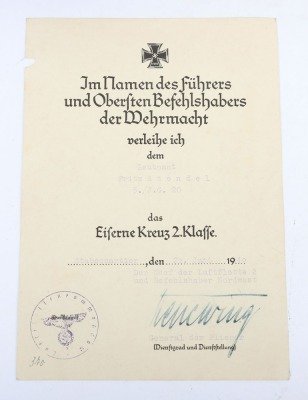 Large Interesting Luftwaffe Fighter Pilot Grouping to Hauptmann Fritz Stendel from Jaggeschwader 51 - 7