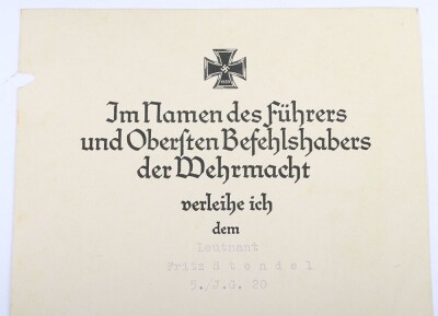 Large Interesting Luftwaffe Fighter Pilot Grouping to Hauptmann Fritz Stendel from Jaggeschwader 51 - 8