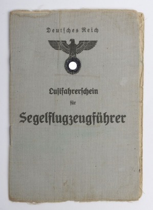 WW2 German Luftwaffe Glider Pilot License to Glider Pilot A. Gehrig