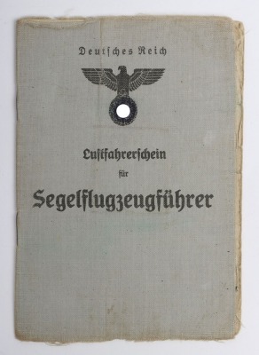 WW2 German Luftwaffe Glider Pilot License to Glider Pilot A. Gehrig