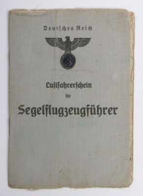 WW2 German Luftwaffe Glider Pilot License to Glider Pilot A. Gehrig - 2
