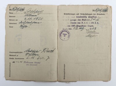 WW2 German Luftwaffe Glider Pilot License to Glider Pilot A. Gehrig - 4