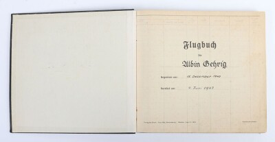 WW2 German Luftwaffe Log Book &ldquo;Flugbuch&rdquo; from Flight Instructor in Flugzeugf&uuml;hrerschule Guben Albin Gehrig - 3