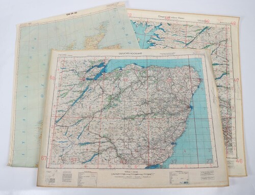WW2 German Luftwaffe 'fliegerkarte' Maps of Great Britain. Three Examples
