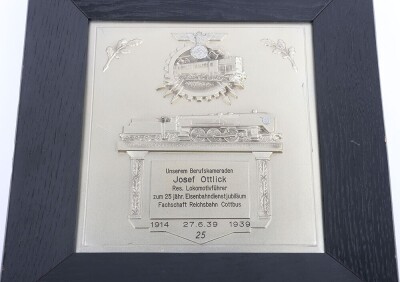 Third Reich German Railway 'Deutsche Reichsbahn' 25 Years Commemorative Plaque. - 3