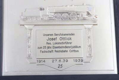 Third Reich German Railway 'Deutsche Reichsbahn' 25 Years Commemorative Plaque. - 5