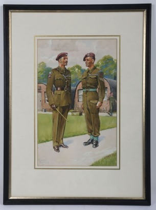British, Airborne Troops, Officer and NCO, Original Art Work, Ernest Ibbetson.