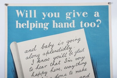 WW2 British, Ministry of Health Poster, 'Will You Give A helping Hand Too'. - 2