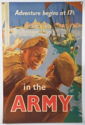 British Army Recruitment Poster, 'Adventure Begins at 17 in the Army'.