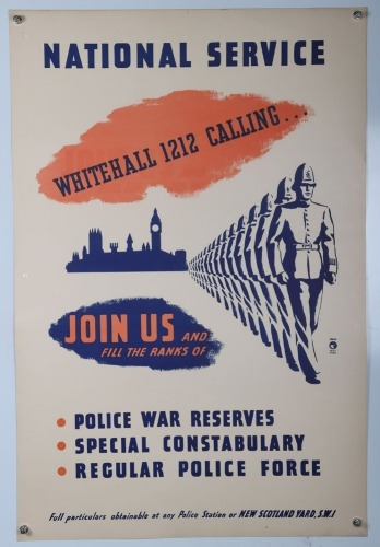 WW2 British Recruitment Poster for the Police Force.