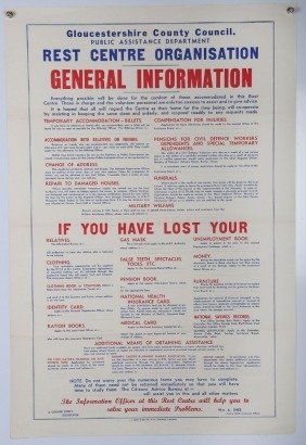 WW2 British Home Front Poster, 'Rest Centre Organization'