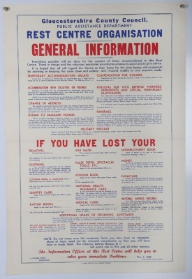 WW2 British Home Front Poster, 'Rest Centre Organization'