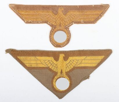 2x WW2 German Kriegsmarine Tropical Pattern Tunic Breast Eagles