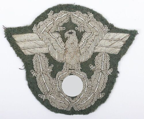 WW2 German Police (Polizei) Bullion Officer&rsquo;s Tunic Arm Eagle