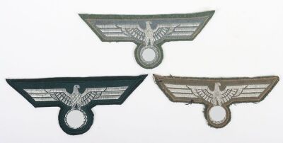 Third Reich German Heer NCO's Breast Eagles, Three Examples.