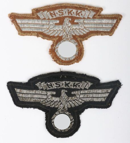 Third Reich NSKK Sleeve Eagles, Two Examples.