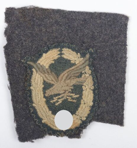 WW2 German Luftwaffe Radio Operator / Air Gunner Qualification Badge in Cloth