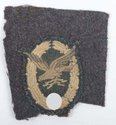 WW2 German Luftwaffe Radio Operator / Air Gunner Qualification Badge in Cloth