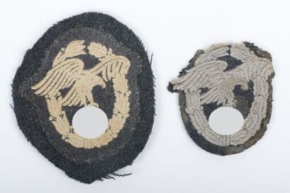 Two WW2 German Luftwaffe Observer Qualification Badges in Cloth