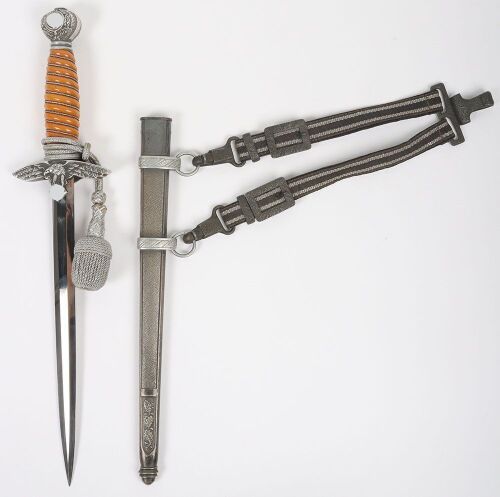 WW2 German Luftwaffe Officers 2nd Pattern Dress Dagger with Straps and Knot by SMF, Solingen,