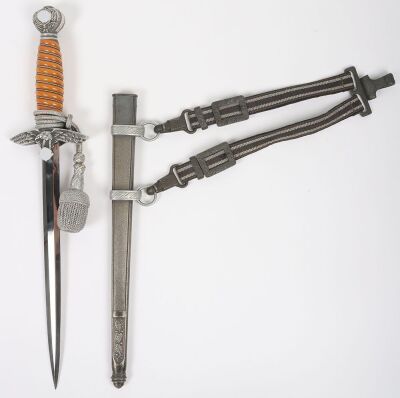 WW2 German Luftwaffe Officers 2nd Pattern Dress Dagger with Straps and Knot by SMF, Solingen,