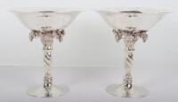 A pair of Georg Jensen silver Grape pattern pedestal bowls/tazzas