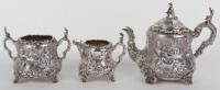 A Victorian three piece tea set, Hunt & Roskell, London 1885