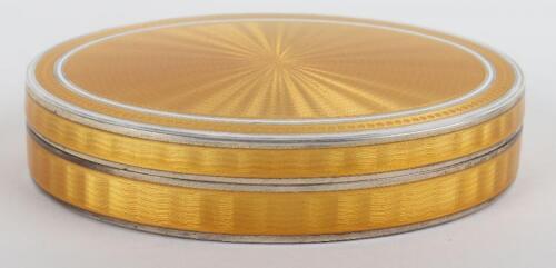 A fine silver and guilloche yellow enamel box, import, 1912 Adolf Philip Krieger