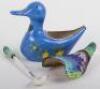 A rare Korean enamel and silver duck mustard pot, 98% silver - 4