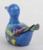 A rare Korean enamel and silver duck mustard pot, 98% silver - 8