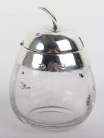 A Victorian silver and glass pot in the form of an apple, Birmingham 1896,